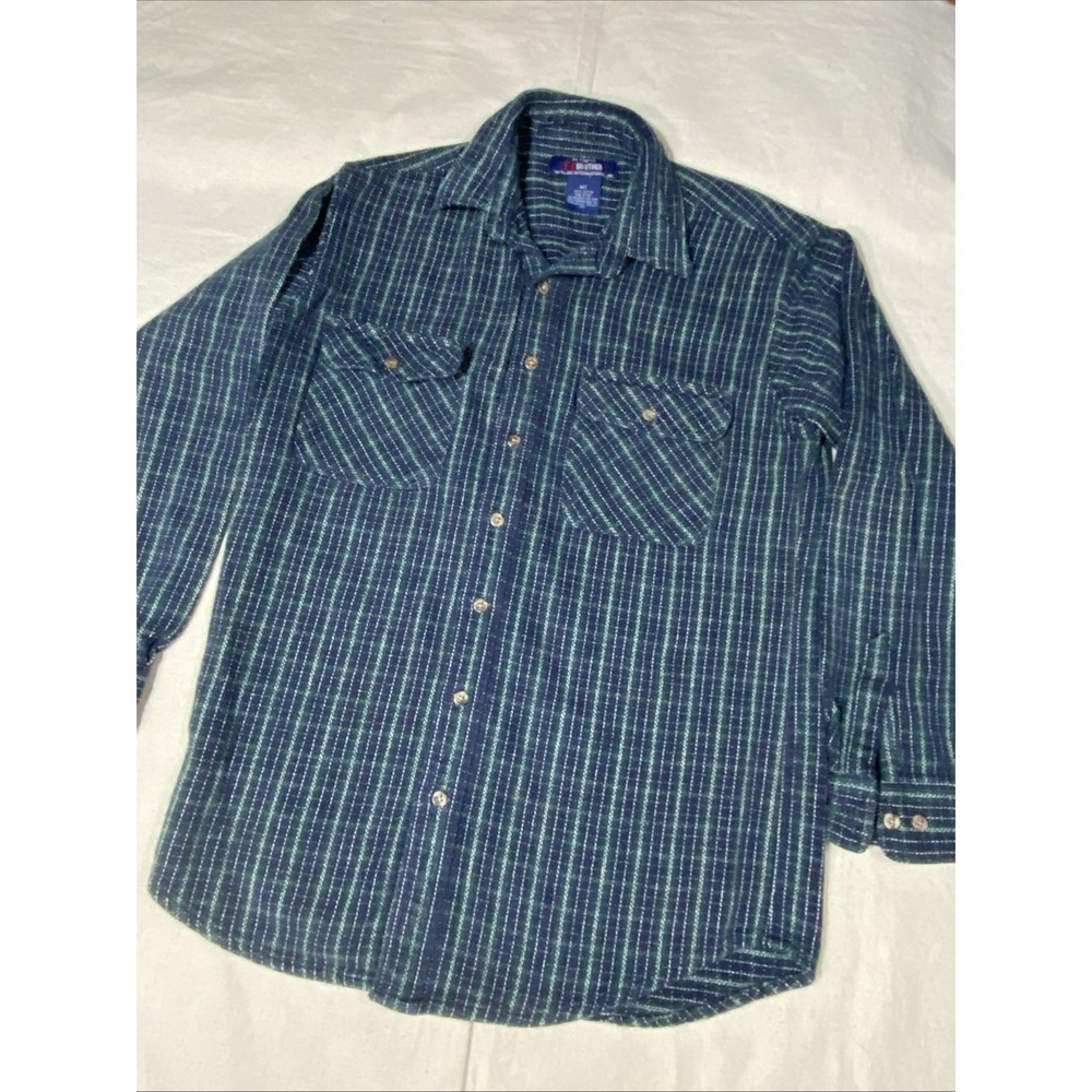 Five Brother Flannel Shirt Mens MT Heavy Vintage Green Plaid USA Made Dakota